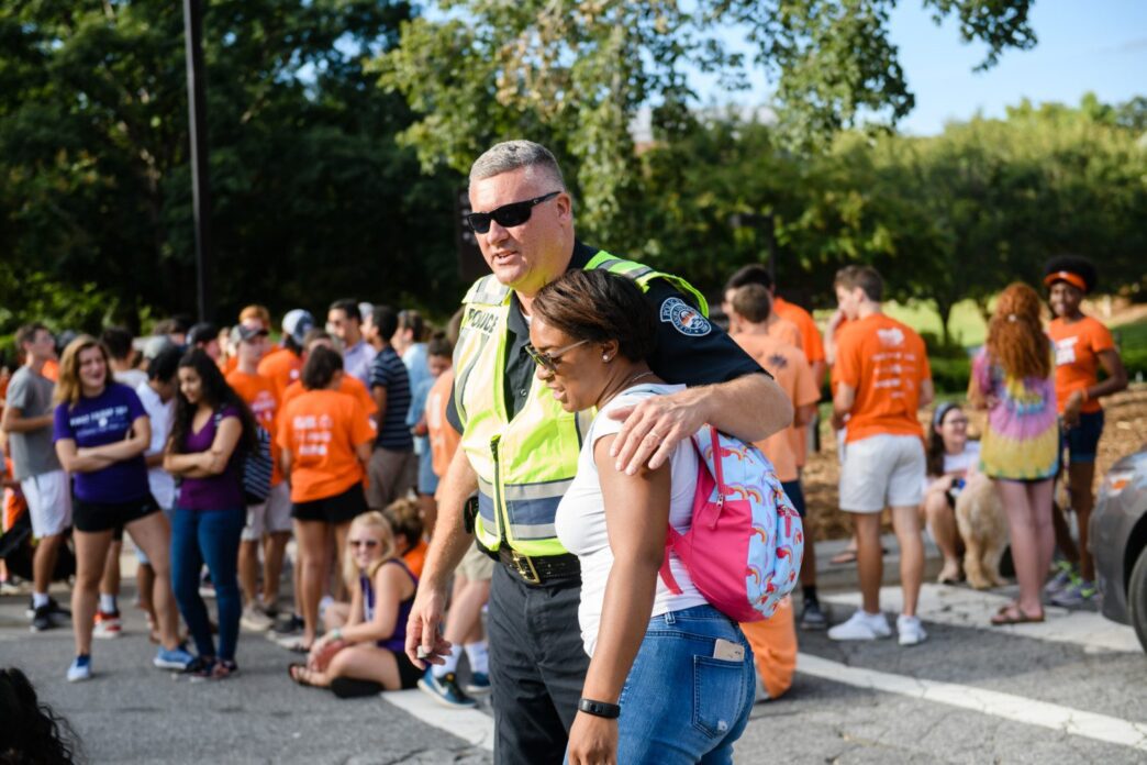 Capt. Brad Rhodes of CUPD and a Clemson student