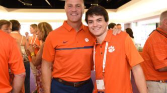University President Jim Clements and Student Body President Mason Foley