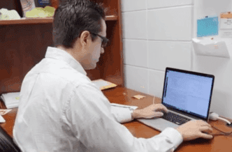 Steve Miller at computer