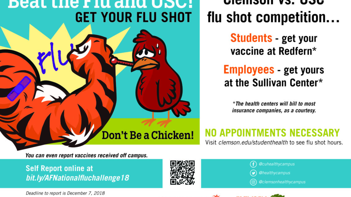 Students, faculty and staff from Clemson and the University of South Carolina are competing against one another for most flu shot vaccinations this fall.