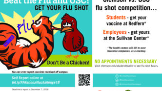 Students, faculty and staff from Clemson and the University of South Carolina are competing against one another for most flu shot vaccinations this fall.