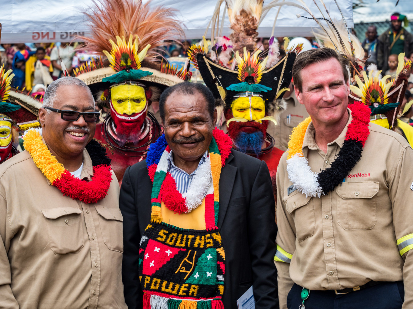 Raymond Jones, left, and his ExxonMobil colleague work in Papua New Guinea.