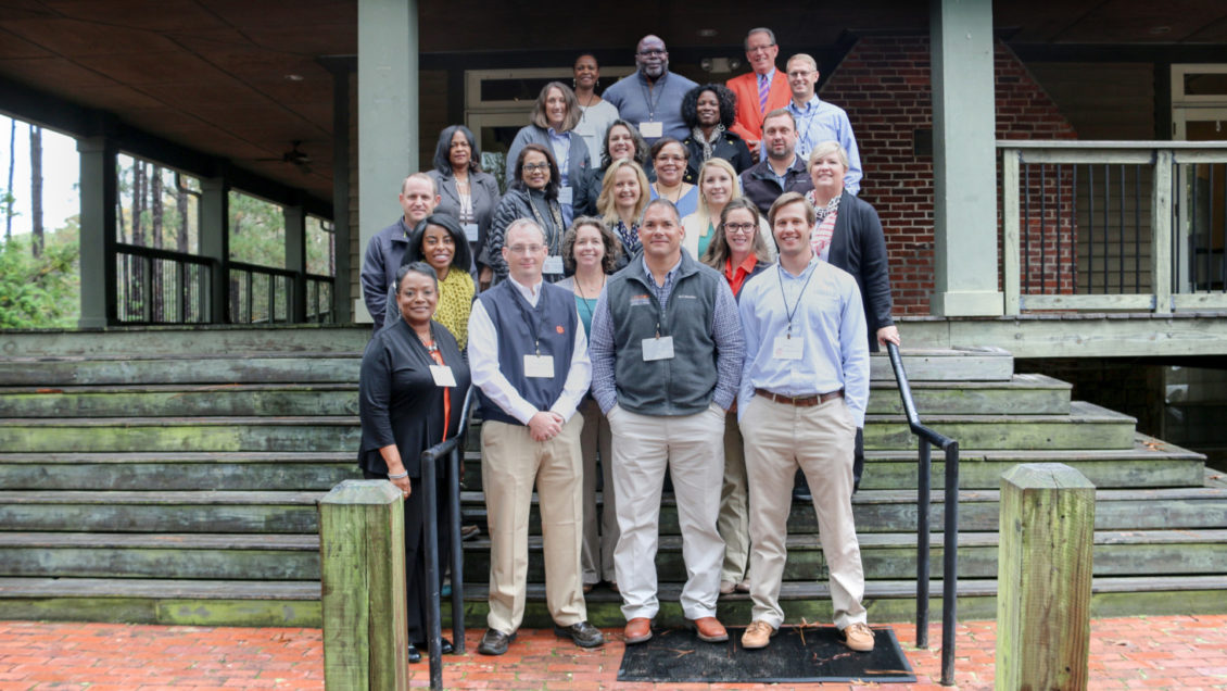 Members of inaugural Extension Emerging Leadership Initiative class gather at Sandhill Research and Education Center