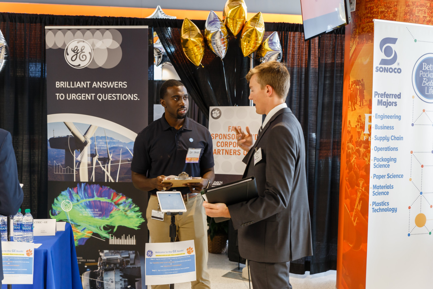 Clemson students network with prospective employers at the Career Fair.