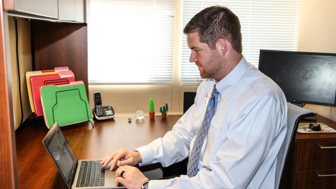 Glenn Spurlin III, Clemson's director of Orientation programs, in his office at the Edgar A. Brown University Union
