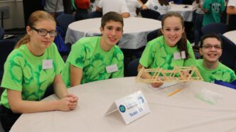 4-H Engineering Challenge team prepares to compete in Building a Bridge competition.