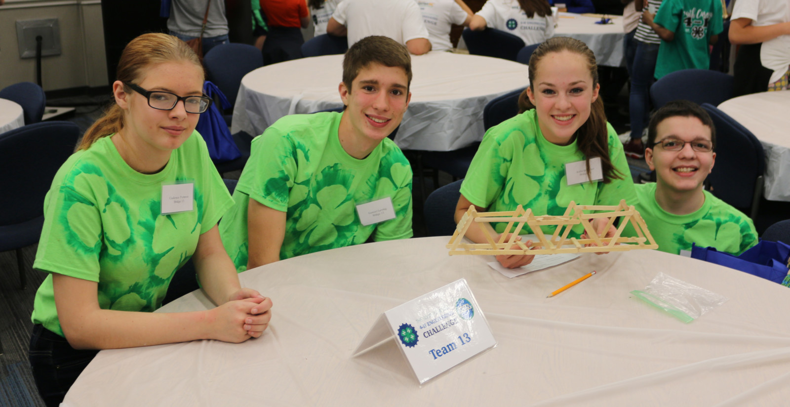 4-H Engineering Challenge team prepares to compete in Building a Bridge competition.
