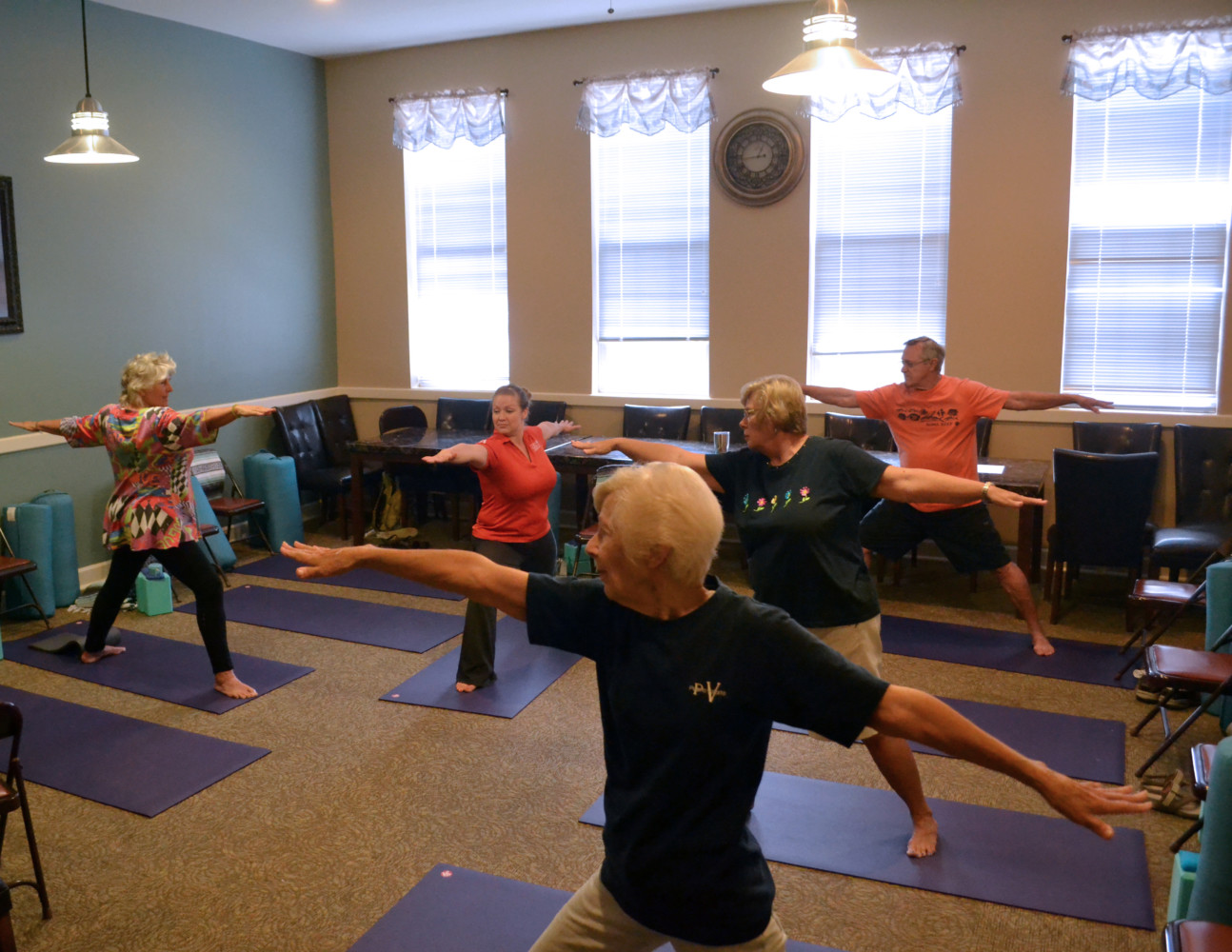 For 4-weeks, participants practice yoga as part of the fall prevention program offered by Clemson.