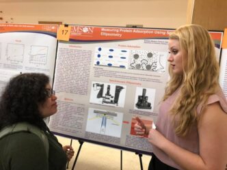 A poster session was held from 9-11 a.m. in the atrium of the Life Sciences Facility.