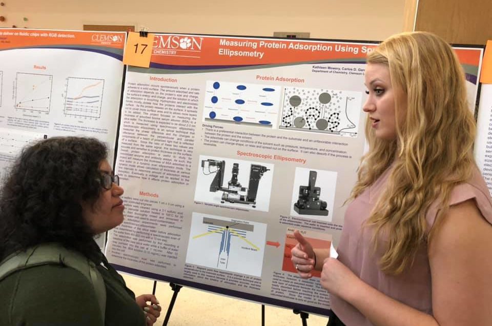 A poster session was held from 9-11 a.m. in the atrium of the Life Sciences Facility.