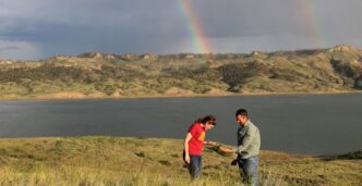 David Jachowski conducts field research with student Annie Carew.