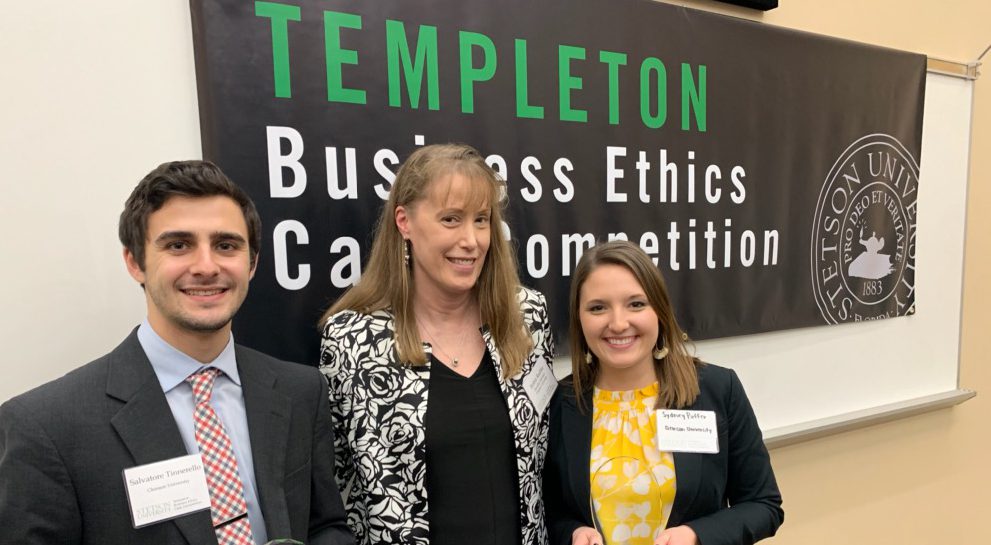 Sal Tinnerello, Robin Radtke, Sydney Puffer at Templeton Business Ethics Challenge