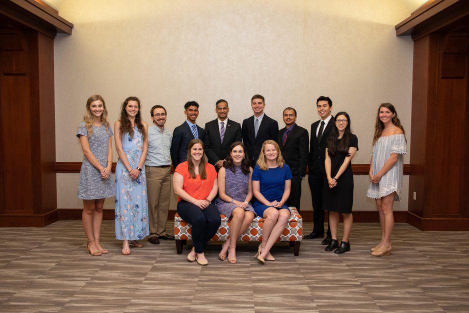 This year’s college level awardees posed for a photo with Dean Anand Gramopadhye after the Honors and Awards ceremony. Those standing are (left to right) Julia Ann Funk, Hailey N. Mundell, Thomas L. Randall, John Kimsey, Gramopadhye, Jake Flynn, Sakib Mahmud Khan, Gabriel S. Carillo, Sarah Baum and Sarah E. Sandler. Those seated are (left to right) Hannah Cash, Morgan Witherspoon and Alison McRory Balthaser.