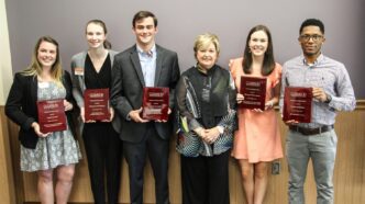 Almeda Jacks with 2019 Student Affairs divisional award winners.