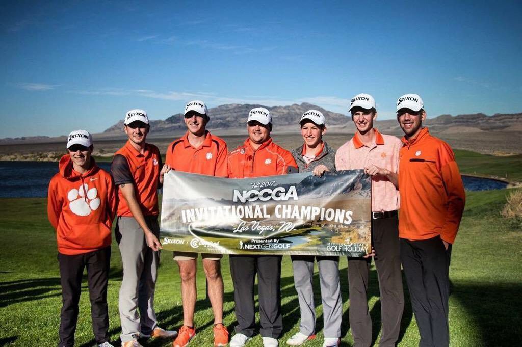 Clemson seniors Connor Blackwelder (third from left), Spencer Magladry (fifth from left) and Reid Smith (sixth from left) played in the 2017 National Collegiate Club Golf Association National Championship.