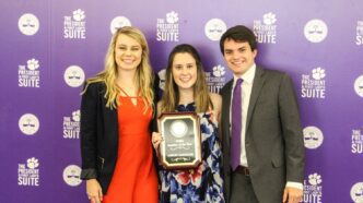 (L-R) Logan Young, Ashley McMullen and Mason Foley at the 2019 CUSG awards banquet.