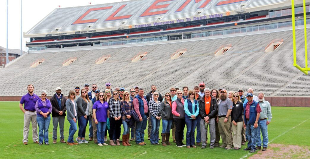 Horticulture teams gather at Memorial Stadium.