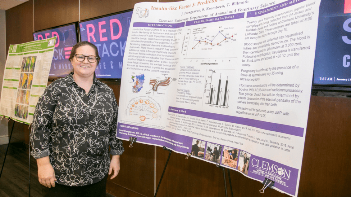Jenny Presgraves displaying her research.