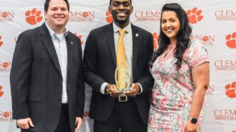 (L-R) Gary Wiser, Zach Boykin and Trish Robinson at the 2019 Fraternity and Sorority Life awards reception.
