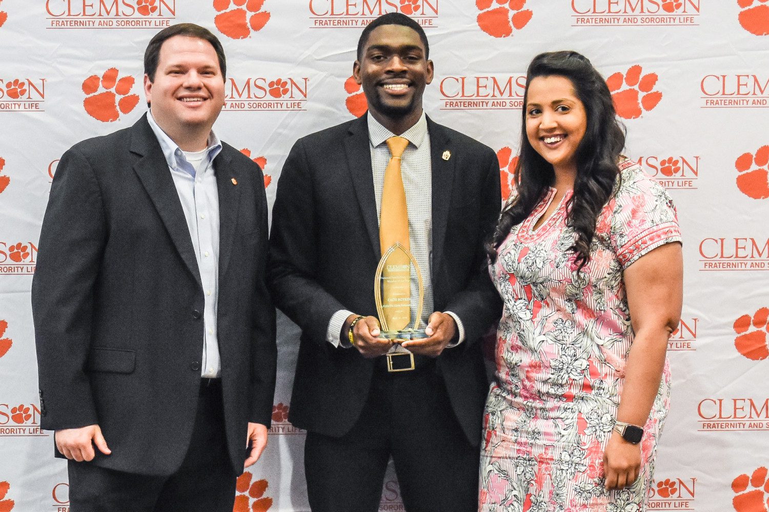 (L-R) Gary Wiser, Zach Boykin and Trish Robinson at the 2019 Fraternity and Sorority Life awards reception.