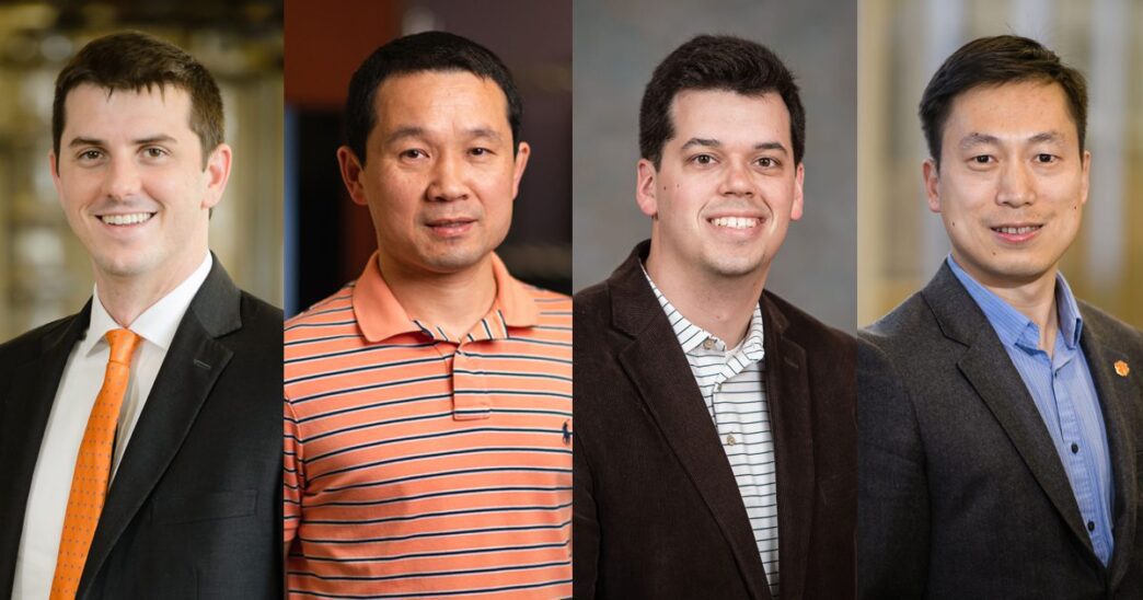 The 2018-19 early-career award winners are (from left) Eric Davis, Hongxin Hu, Judson Ryckman and Yunyi Jia.