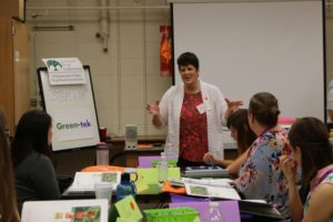 Clemson associate professor of agricultural education, talks about how STEM training can help produce effective instructors needed for successful school-based agricultural programs during the 2019 STEM it UP! conference at Clemson University.