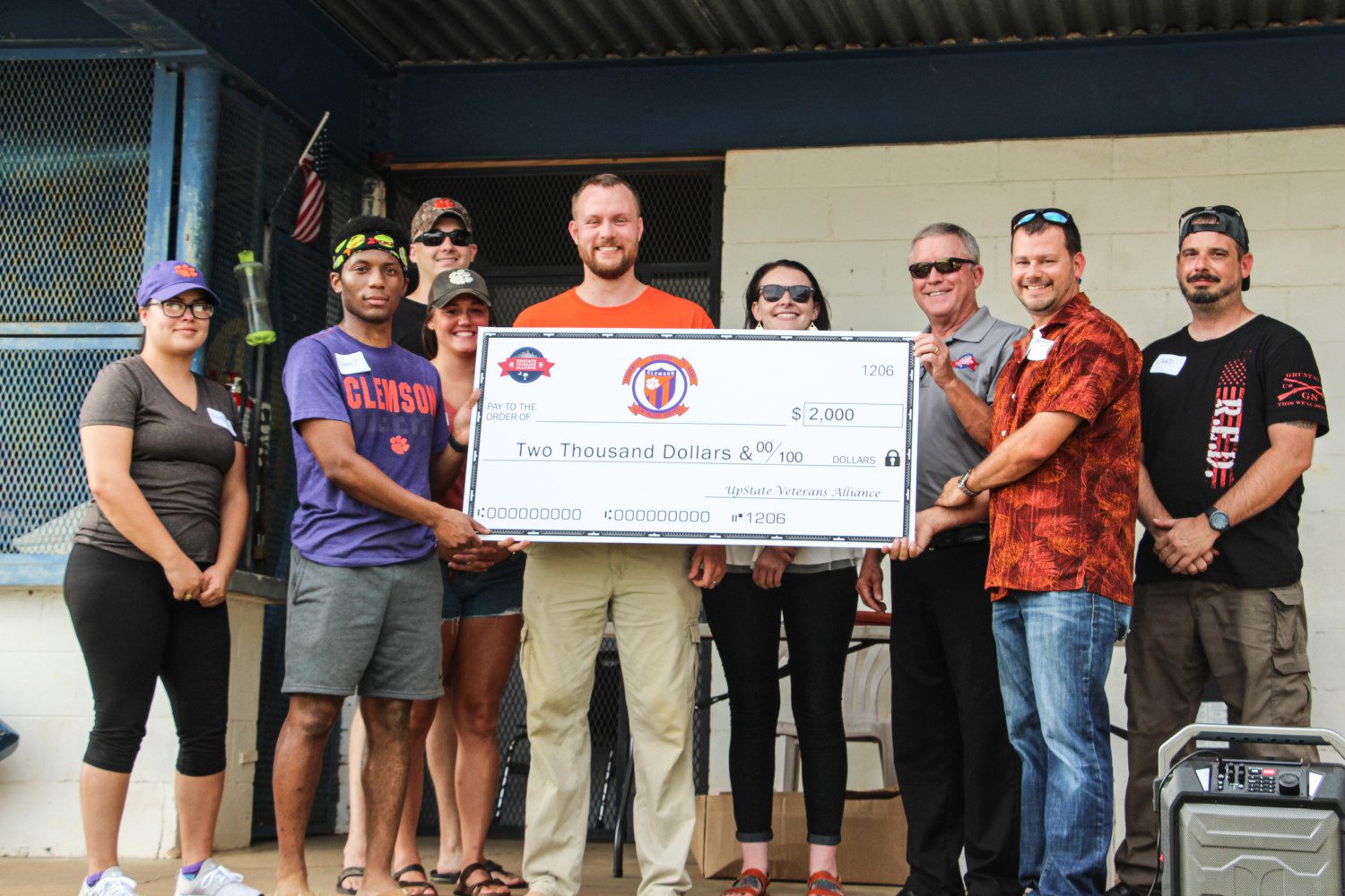 Members of the Upstate Veterans Alliance presented a check for $2,000 to support the scholarship endowment for Clemson student veterans.