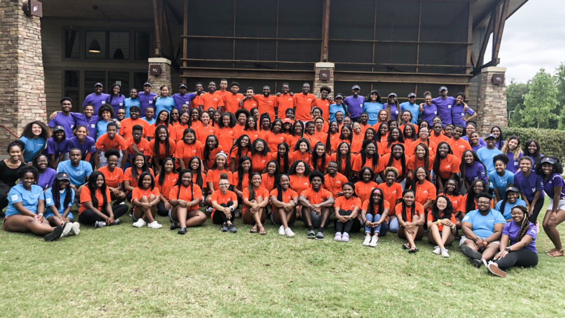 Mentors, mentees and staff making up the 2019-20 CONNECTIONS program for underrepresented students during an annual retreat