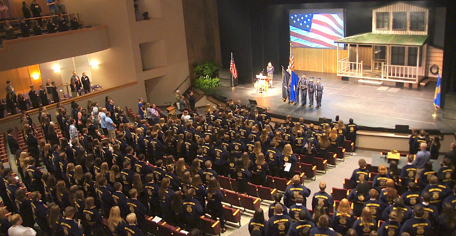 Gold and blue corduroy jackets, an FFA trademark for generations, gather for a patriotic start to the annual state convention.