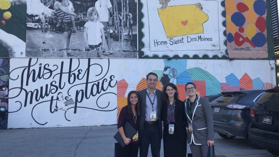 Four Clemson students pictured attending the Borlaug Dialogue in Des Moines, Iowa.