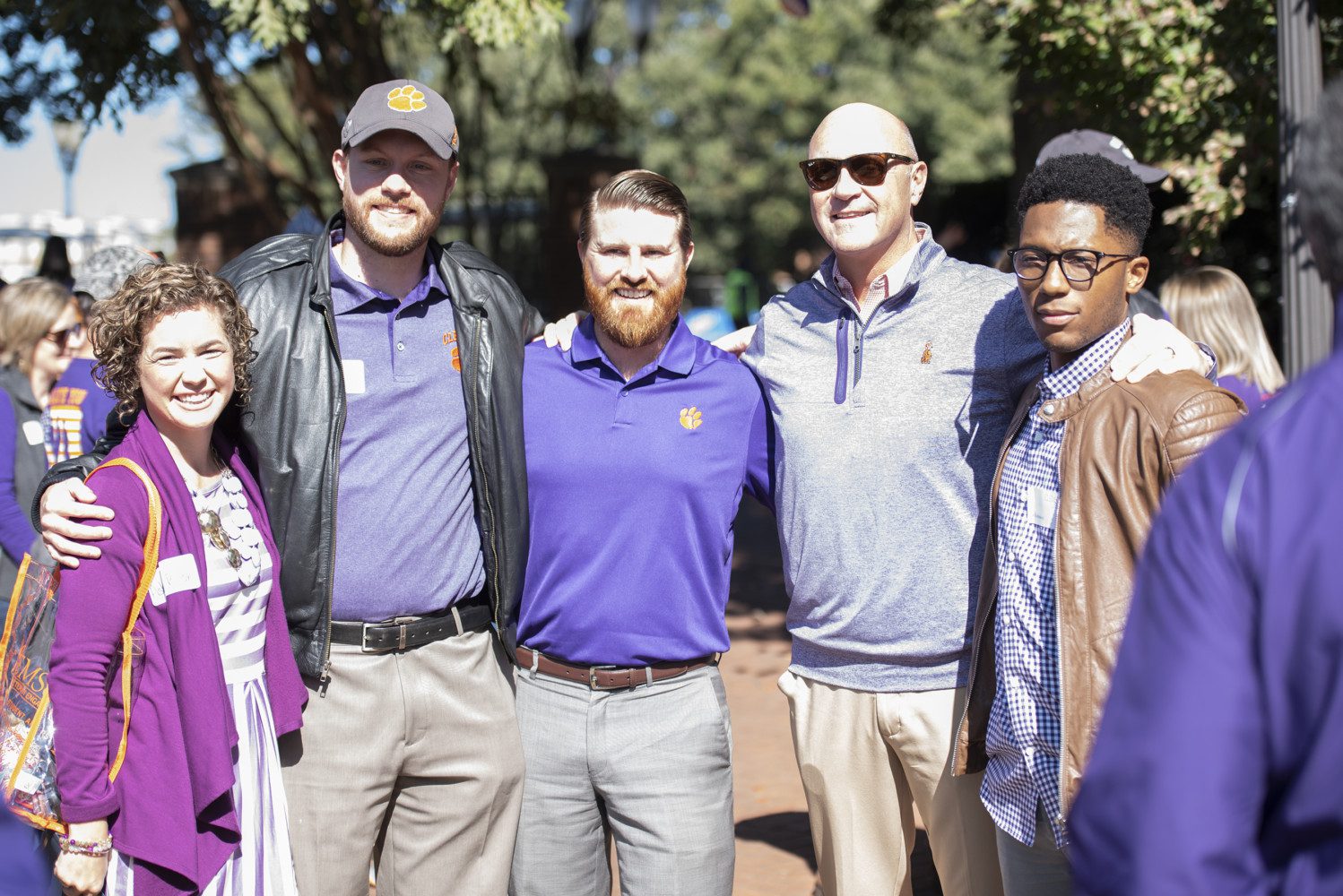 Members of Clemson's Military & Veteran Engagement with President Jim Clements and SVA President Jared Lyon at a military appreciation tailgate on Saturday, Nov. 2.