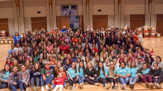Hundreds of volunteers for Clemson Hope gathered in Clemson United Methodist Church on Dec. 3 to wrap 1,500 gifts for local elementary students.