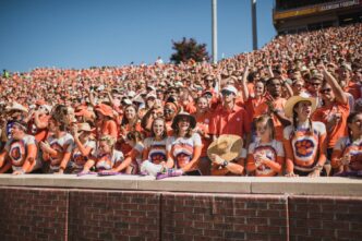 Students cheer on the Tiger football team during Clemson's 24-10 victory over Texas A&M on Sept. 7, 2019