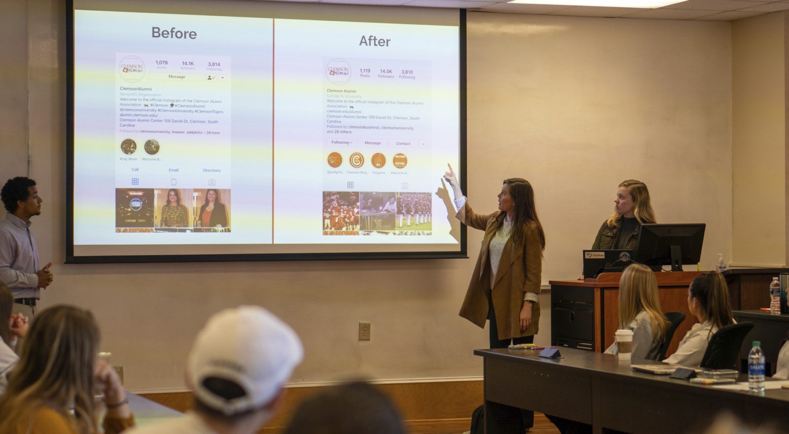 Marketing students present social media plan to alumni organization