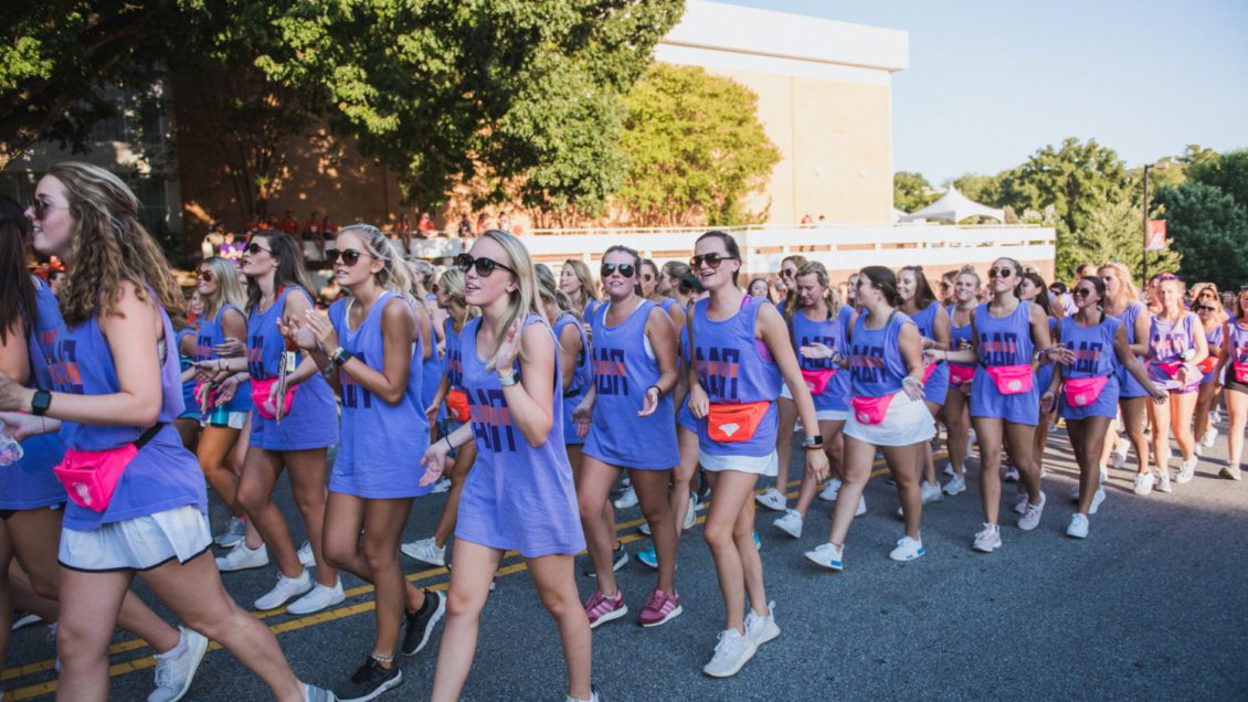 Members of Alpha Delta Pi, pictured above during the 2019 First Friday Parade, combined for a 3.56 fall GPA, highest among Clemson's sororities.