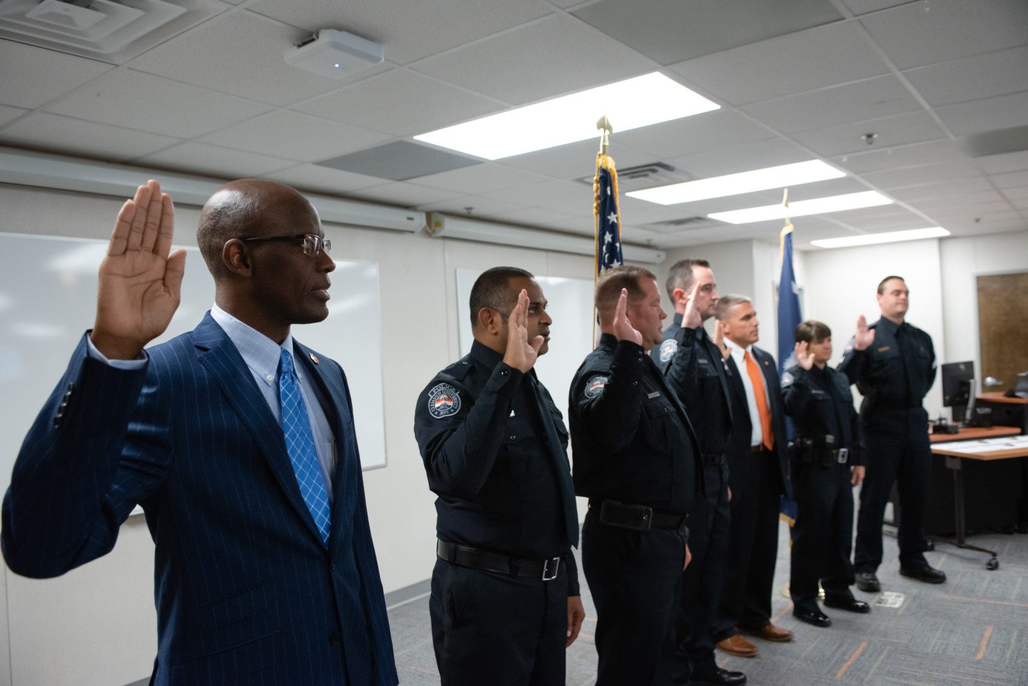 Officers are sworn in to Clemson University Police Department during a summer 2019 ceremony