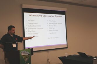 Ryan Bean, Clemson Extension area forestry and natural resources agent, talks about alternative income sources for forest landowners in South Carolina during the 2020 S.C. AgriBiz and Farm Expo.