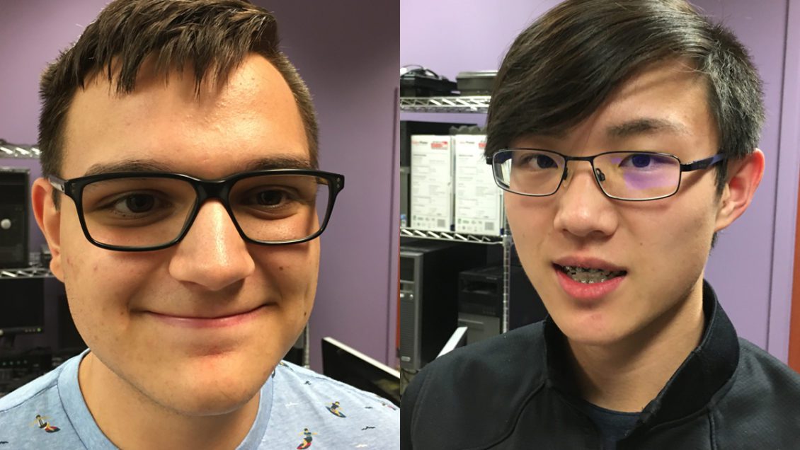 Wyatt Dorris (left) and Roger Hu are Daniel High School students who are working with Clemson University professors and graduate students to detect hate speech on social media.