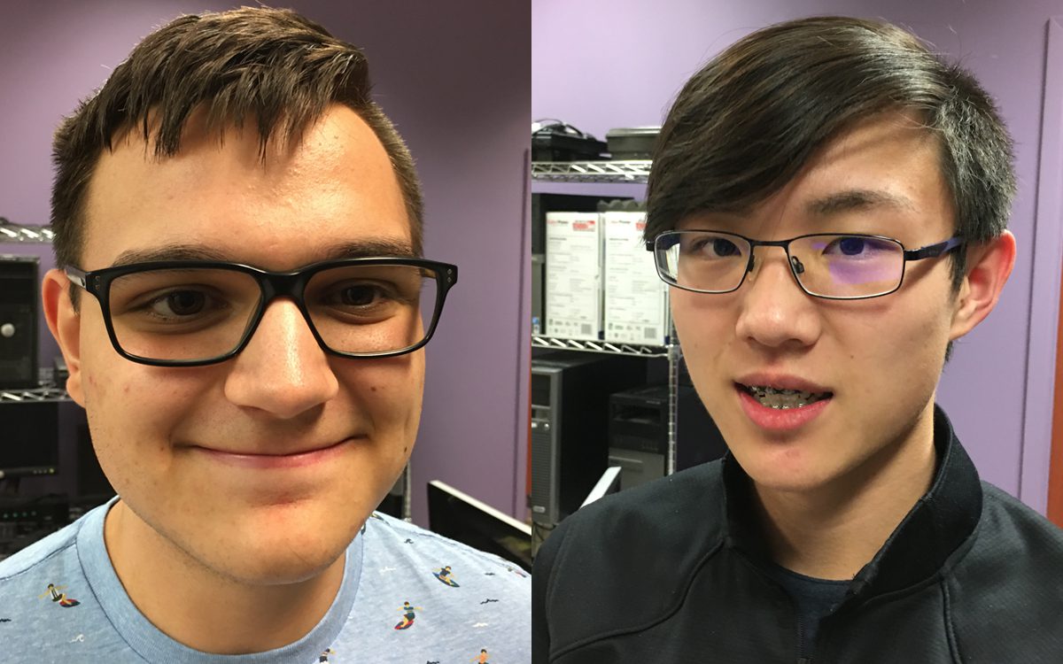 Wyatt Dorris (left) and Roger Hu are Daniel High School students who are working with Clemson University professors and graduate students to detect hate speech on social media.