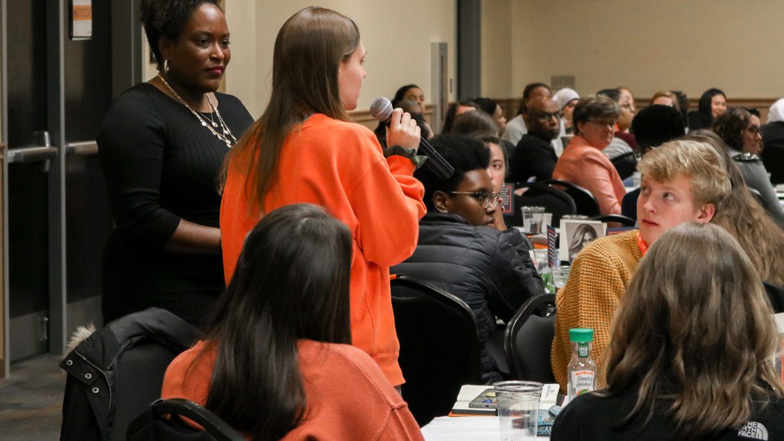 Jil Littlejohn speaks to attendees at the Women's Leadership Conference in March 2020