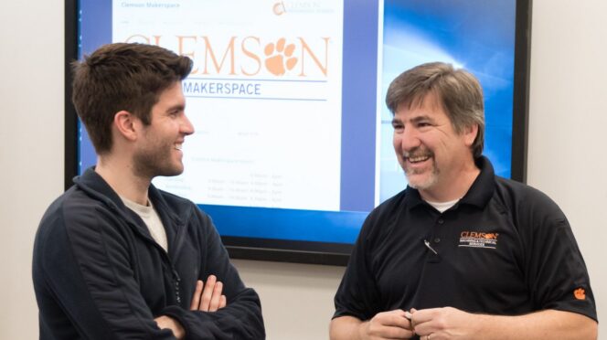 Tim Pruett (right) provided potentially life-saving proof of concept prototypes to Prisma Health.