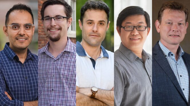 Assistant professors who have won awards for researchers early in their careers include (from left): Fadi Abdeljawad, Jon Calhoun, Ezra Cates, Kai He and Ulf Schiller.