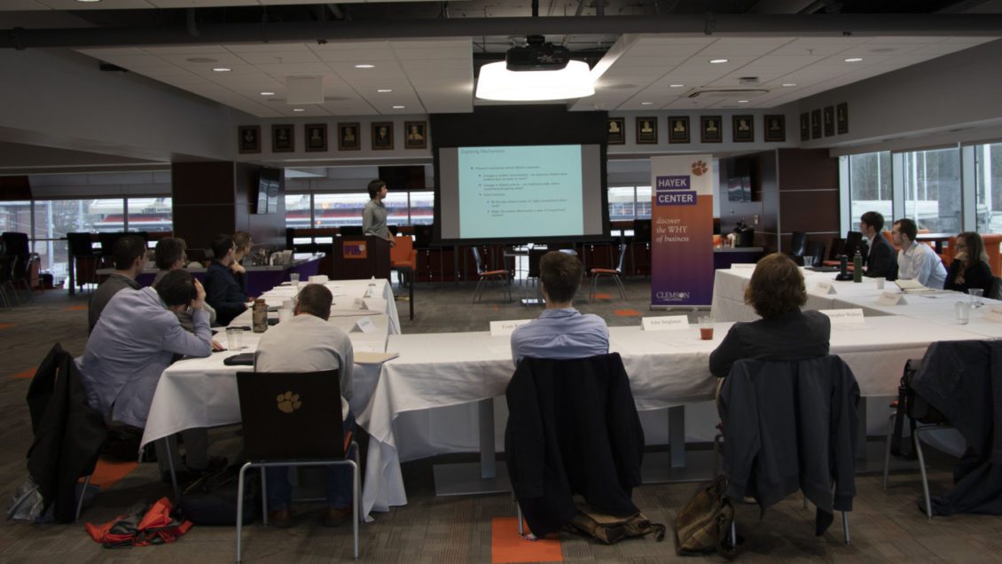Research was presented at the Hayek Center labor markets workshop