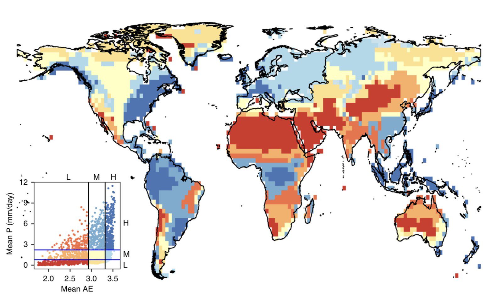 his map shows how various precipitation regions — also called regimes— are distributed throughout the world, according to new research involving Clemson University’s Ashok Mishra. Areas in dark orange are most vulnerable to extremes in wet and dry seasons, a trend expected to become more intense as the climate changes, researchers found. You can learn more here: https://www.nature.com/articles/s41467-020-16757-w