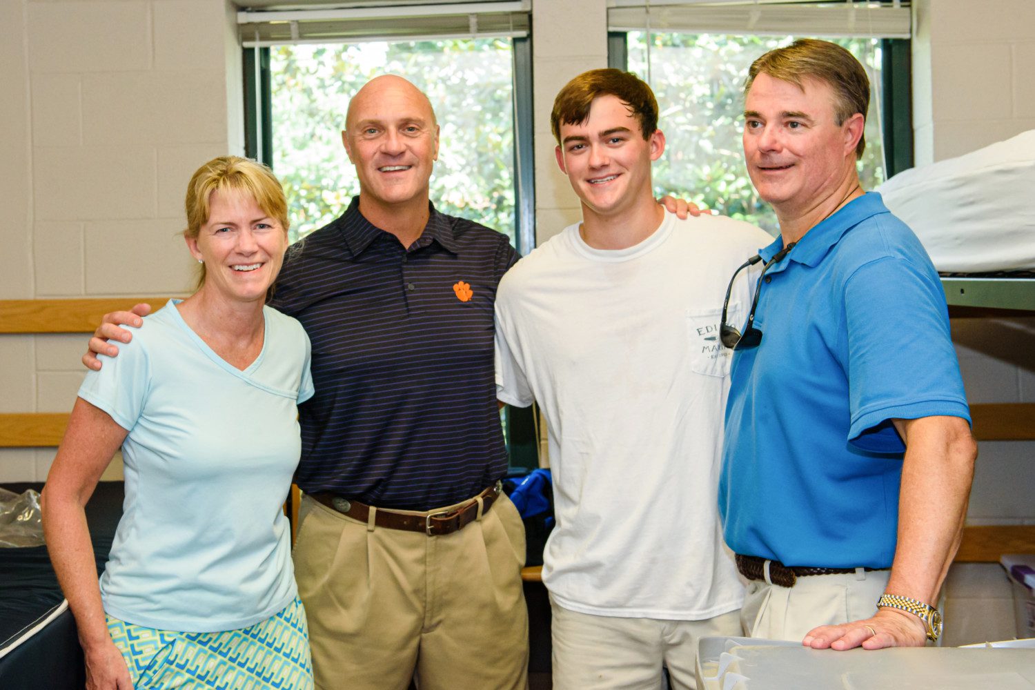 John Gressette, pictured alongside President Jim Clements and his parents from Move-In Day 2017, currently serves as president of the Interfraternity Council at Clemson.