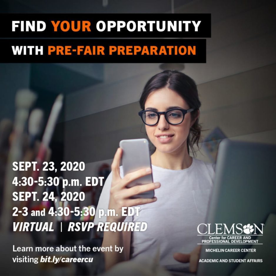 Fall Career Fair goes virtual Sept. 29 through Oct. 1 Clemson News