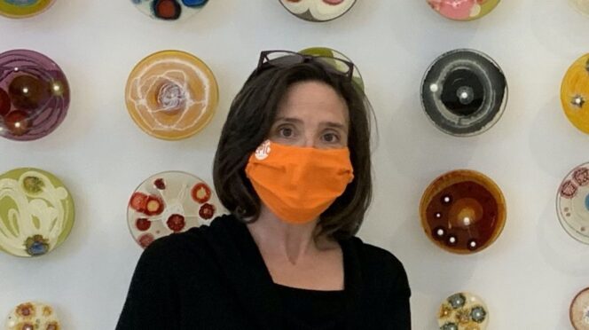 Meredith Morris wearing mask