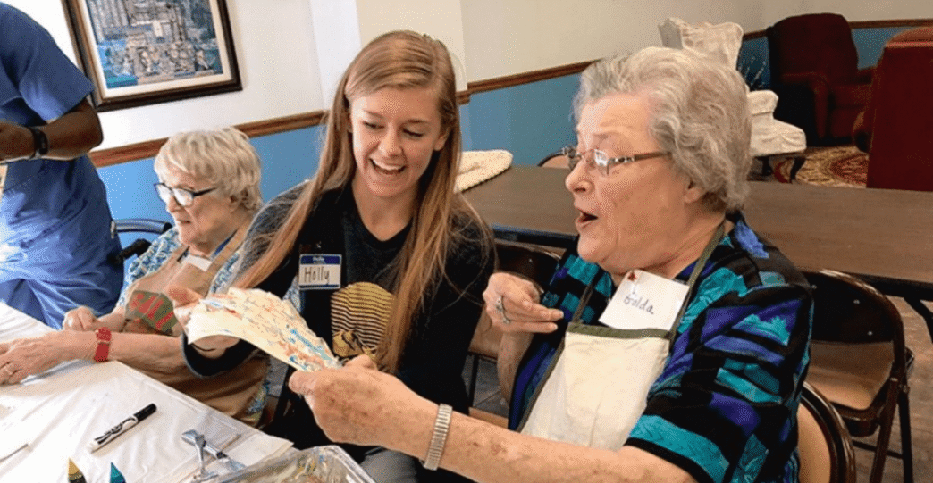 At the IEA Brain Health Club, Clemson students work with participants in a variety of activities, such as music, art therapy and games.