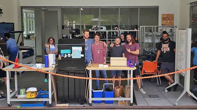 Students in the Watt Center Makerspace.