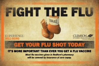 Graphic for the Clemson vs University of South Carolina annual flu shot competition